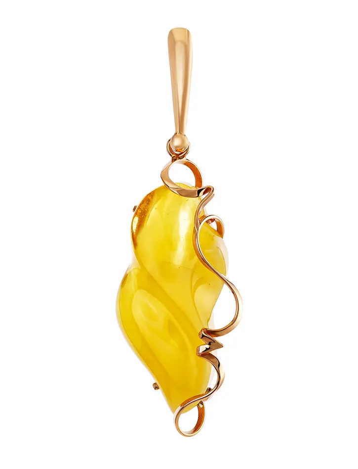 картинка Кулон из золота и натурального янтаря медового цвета «Риальто» в онлайн магазине