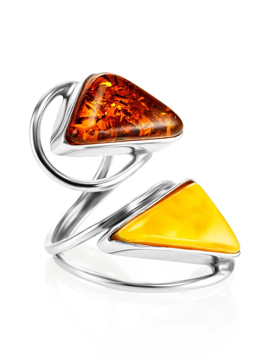 картинка Оригинальное кольцо Bella Terra с натуральным янтарём в онлайн магазине