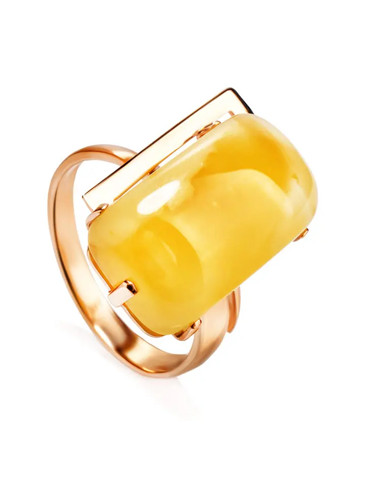 картинка Оригинальное кольцо из золота и пейзажного янтаря «Пикассо» в онлайн магазине