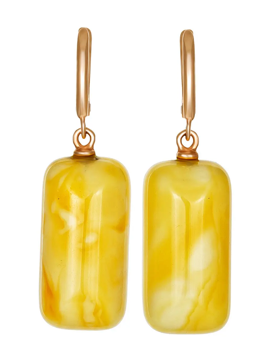 картинка Лаконичные подвесные серьги из натурального янтаря медового цвета в онлайн магазине