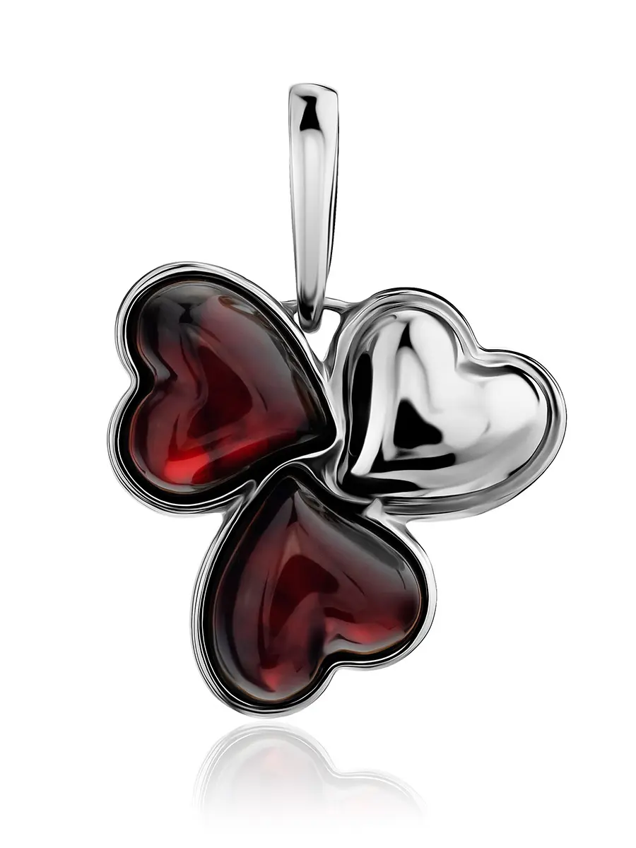 картинка Нарядная подвеска «Трисмегист» из натурального янтаря тёмно-вишнёвого цвета в онлайн магазине