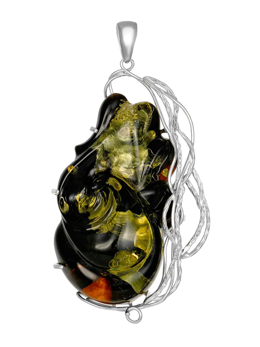 картинка Роскошный ажурный кулон из натурального янтаря в серебре «Риальто» в онлайн магазине