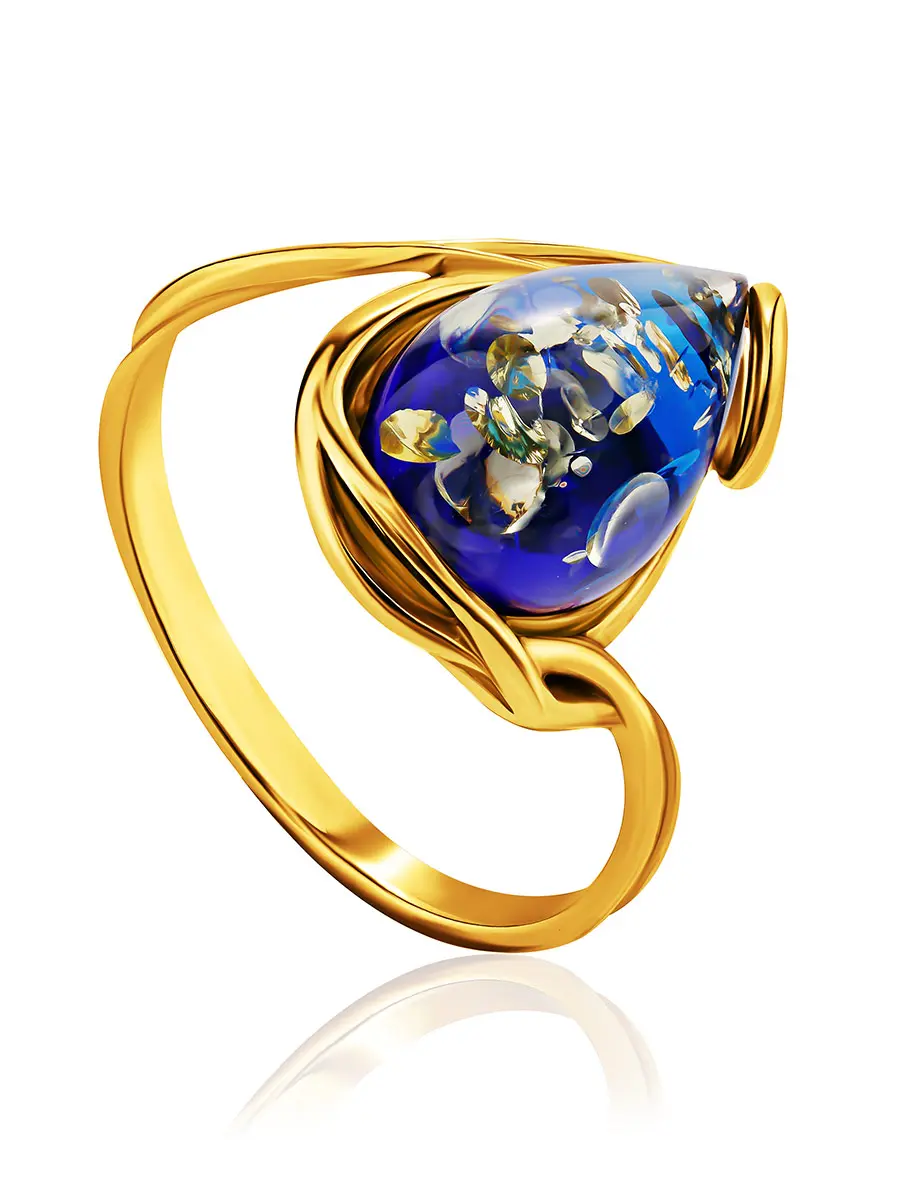 картинка Изящное кольцо из янтаря голубого цвета «Анбарин» в онлайн магазине