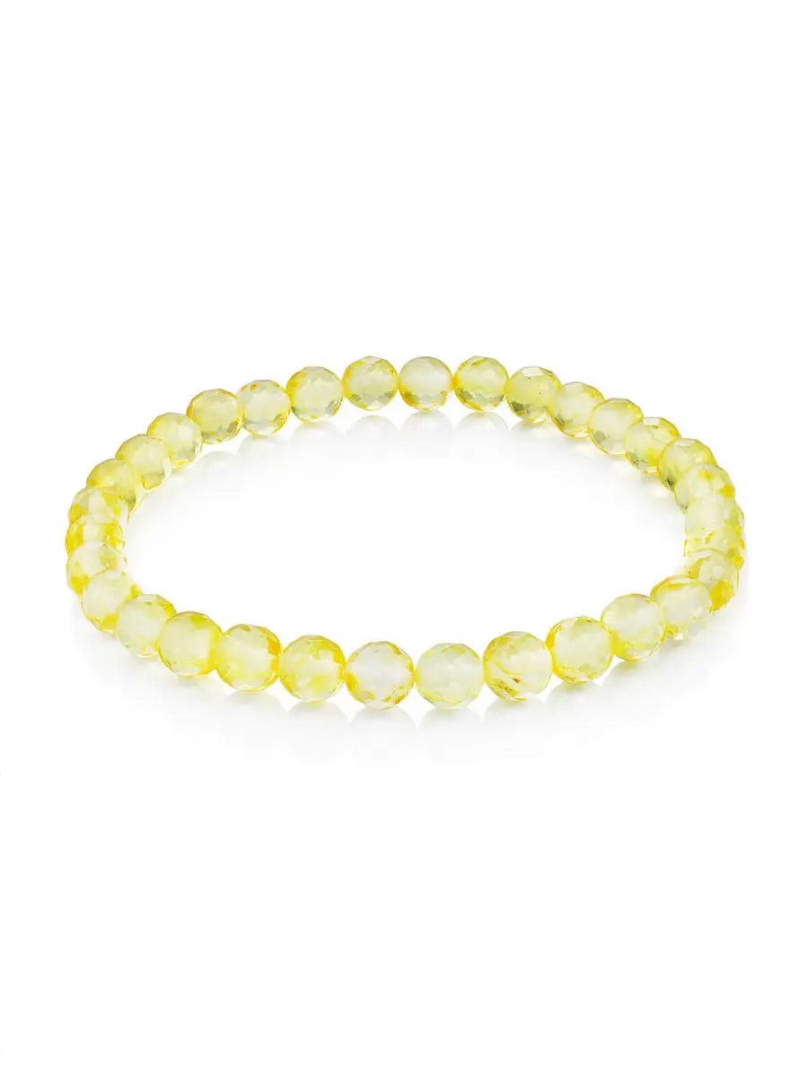 картинка Браслет из цельного натурального янтаря лимонного оттенка «Карамель алмазная грань» в онлайн магазине