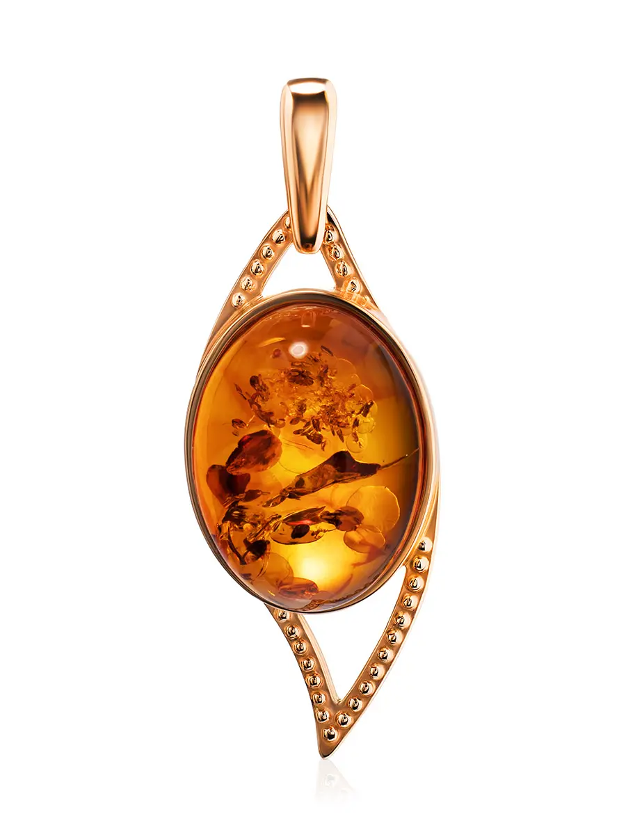 картинка Изящный кулон с натуральным янтарём «Прима» в онлайн магазине