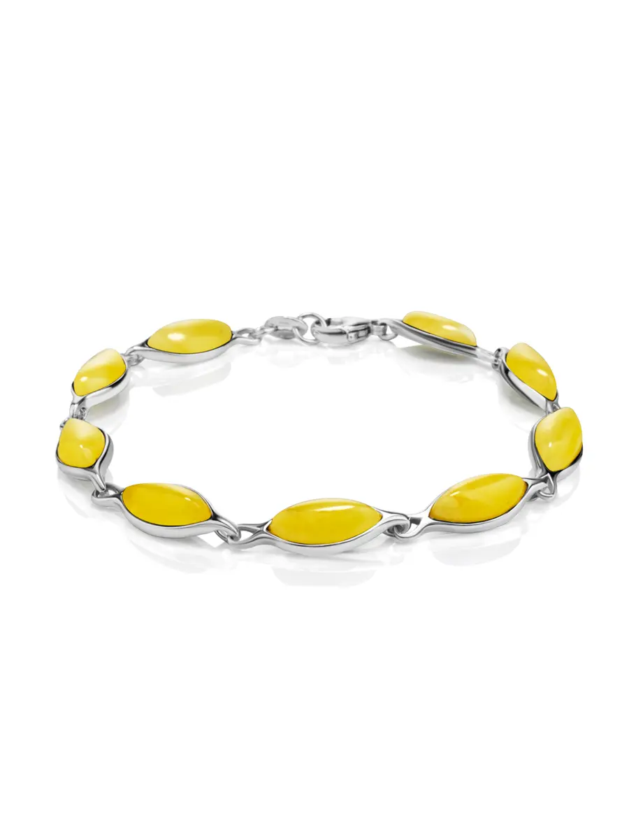 картинка Нежный браслет «Амарант» с янтарём медового цвета в онлайн магазине