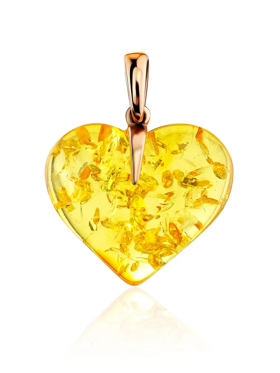 картинка Подвеска-сердечко из натурального золотистого янтаря в золоте в онлайн магазине