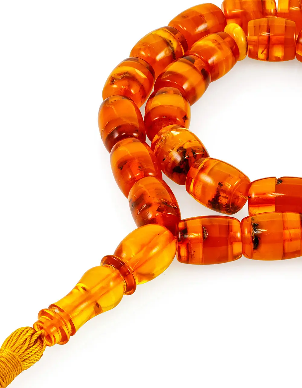 картинка Мусульманские чётки-бочонки из балтийского янтаря на 33 бусины в онлайн магазине