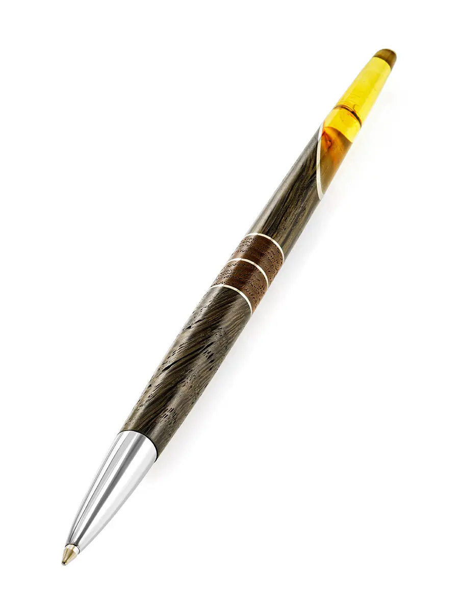 картинка Красивая ручка из дерева и натурального цельного янтаря с включением в онлайн магазине