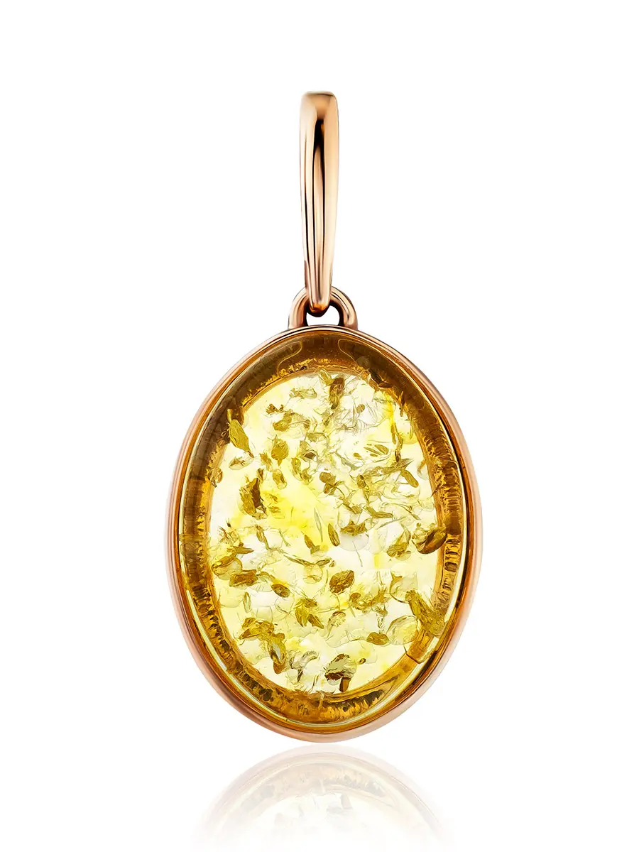 картинка Элегантный овальный кулон из позолоченного серебра и лимонного янтаря «Бенефис» в онлайн магазине