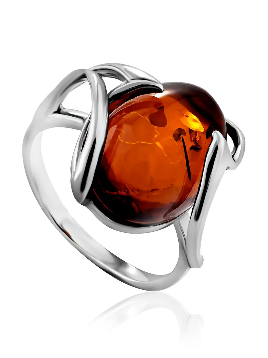 картинка Эффектное кольцо в необычном дизайне и янтаря «Палермо» в онлайн магазине