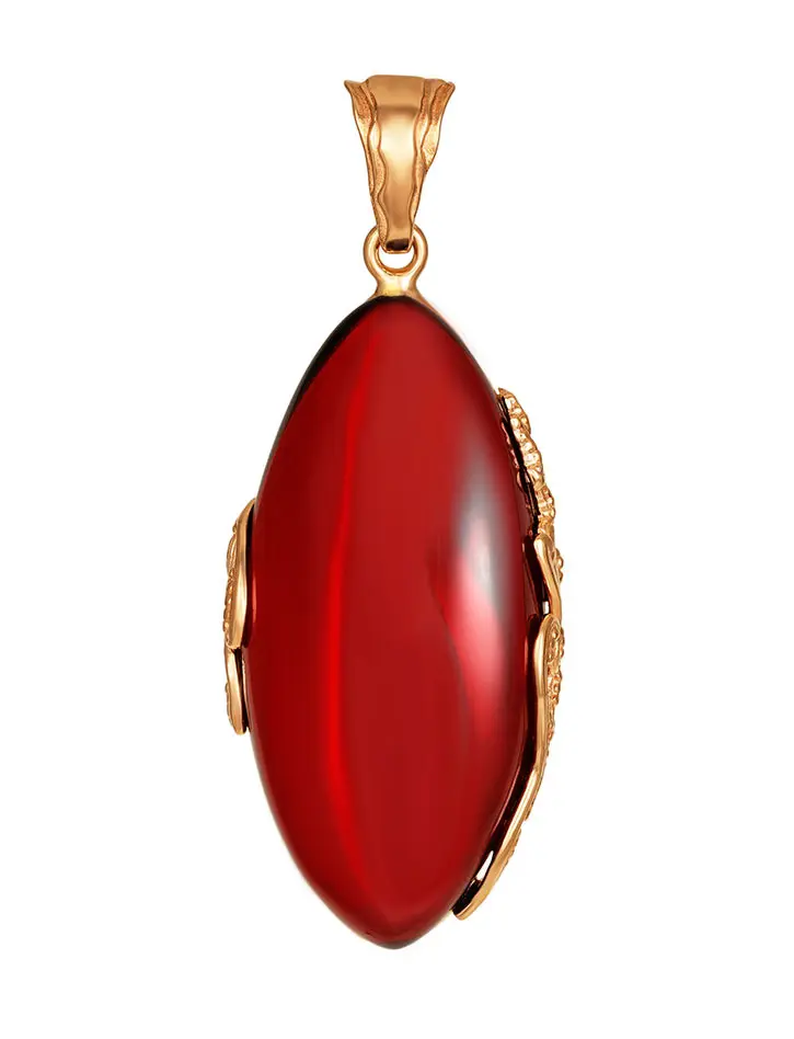 картинка Восхитительный кулон из янтаря ярко-красного цвета «Версаль» в онлайн магазине