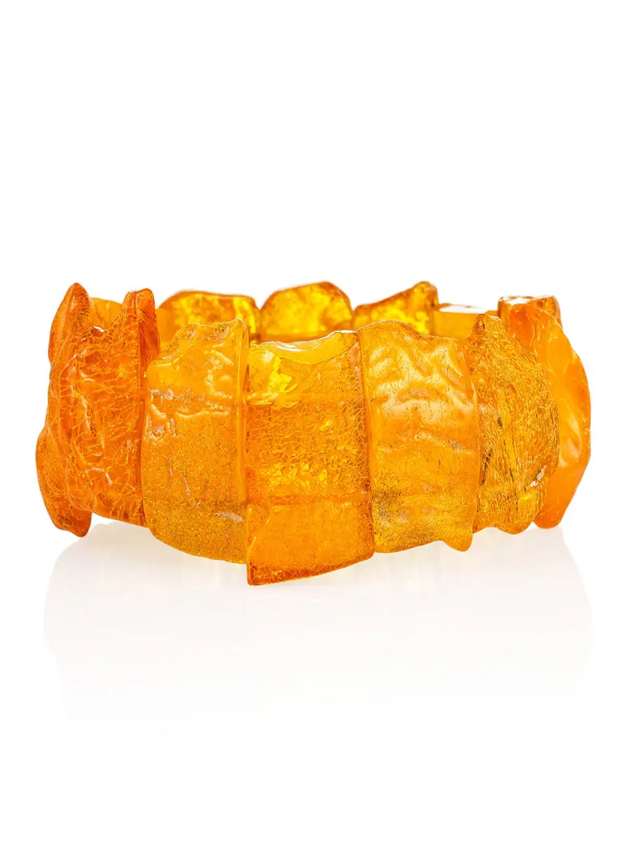 картинка Яркий браслет из золотистого балтийского янтаря «Помпеи» в онлайн магазине