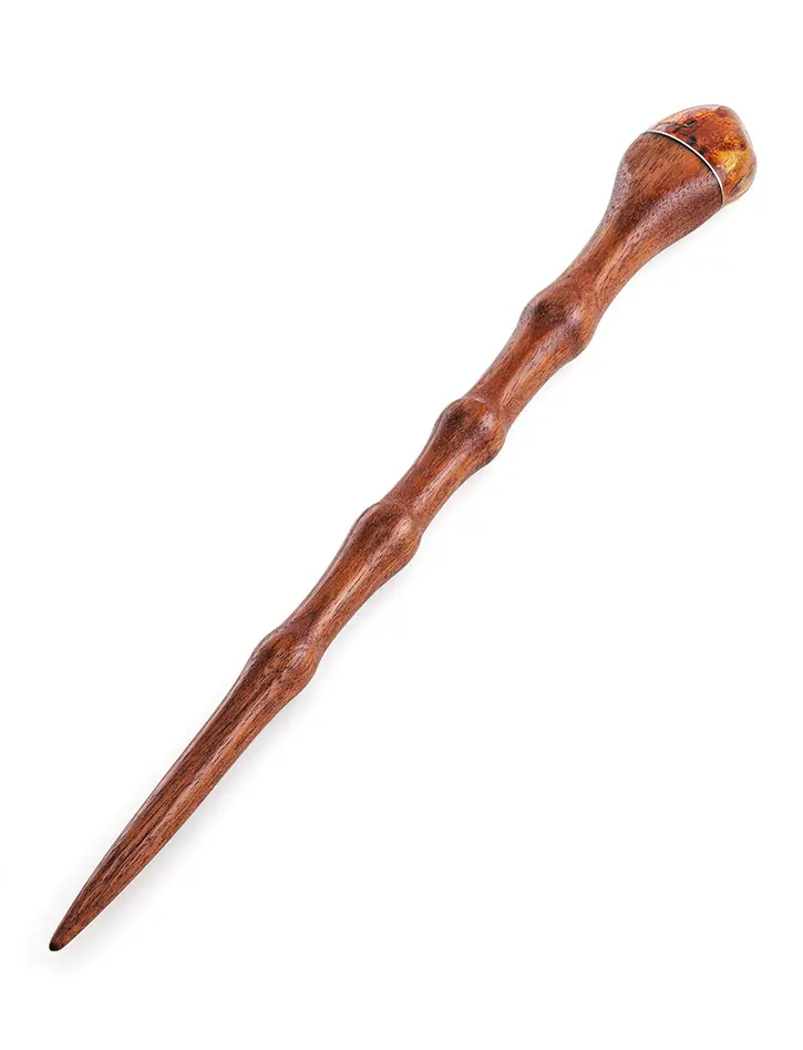 картинка Деревянная шпилька для волос, украшенная цельным янтарём в онлайн магазине
