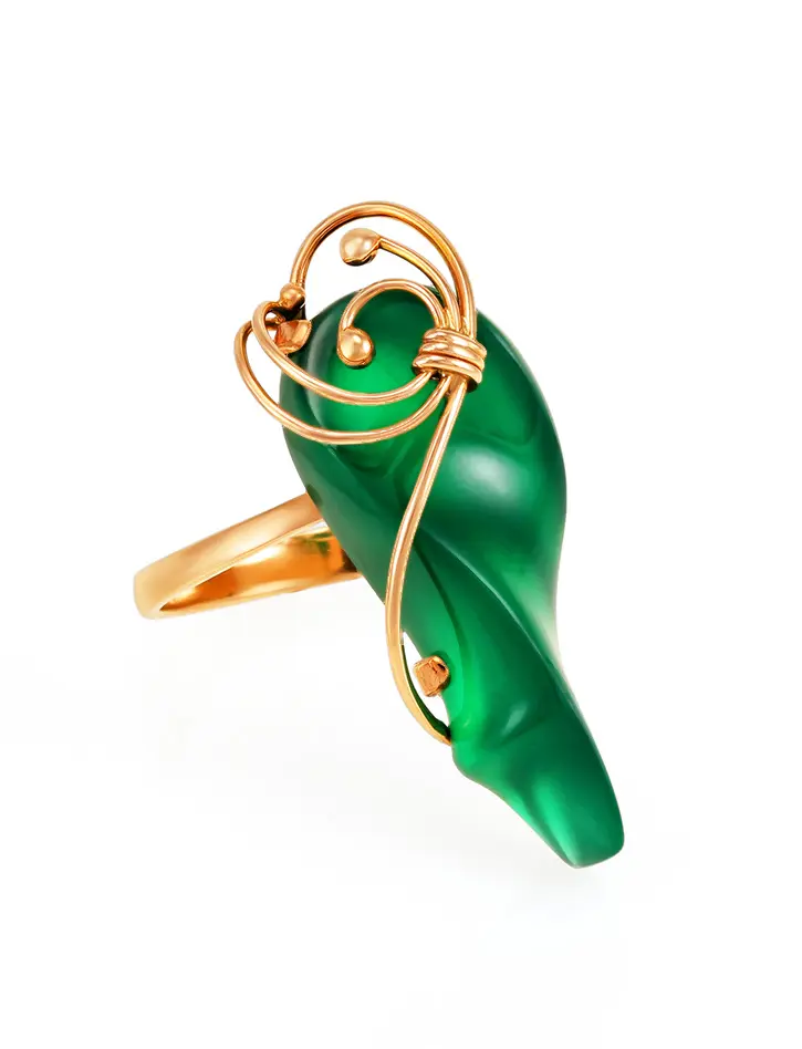 картинка Изящное кольцо из золота 585 пробы с бирюзовым ониксом «Серенада» в онлайн магазине