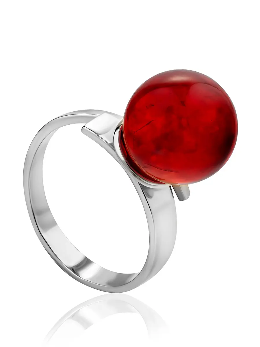 картинка Кольцо с янтарем красного цвета «Юпитер» в онлайн магазине