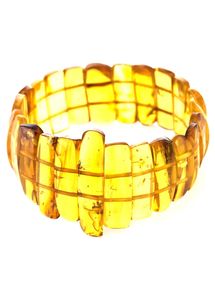 картинка Оригинальный браслет из пластинок натурального балтийского янтаря лимонного цвета в онлайн магазине