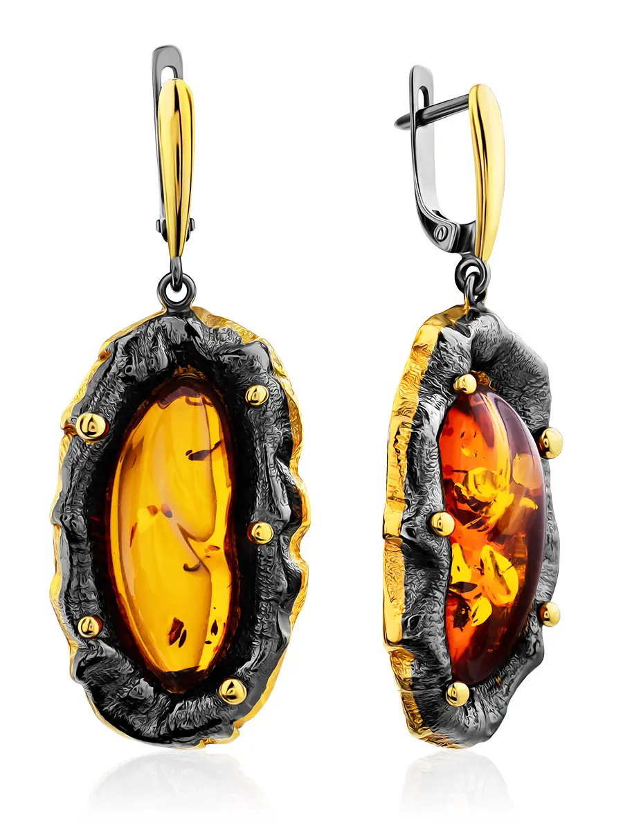 картинка Роскошные серьги из натурального янтаря «Версаль» в онлайн магазине
