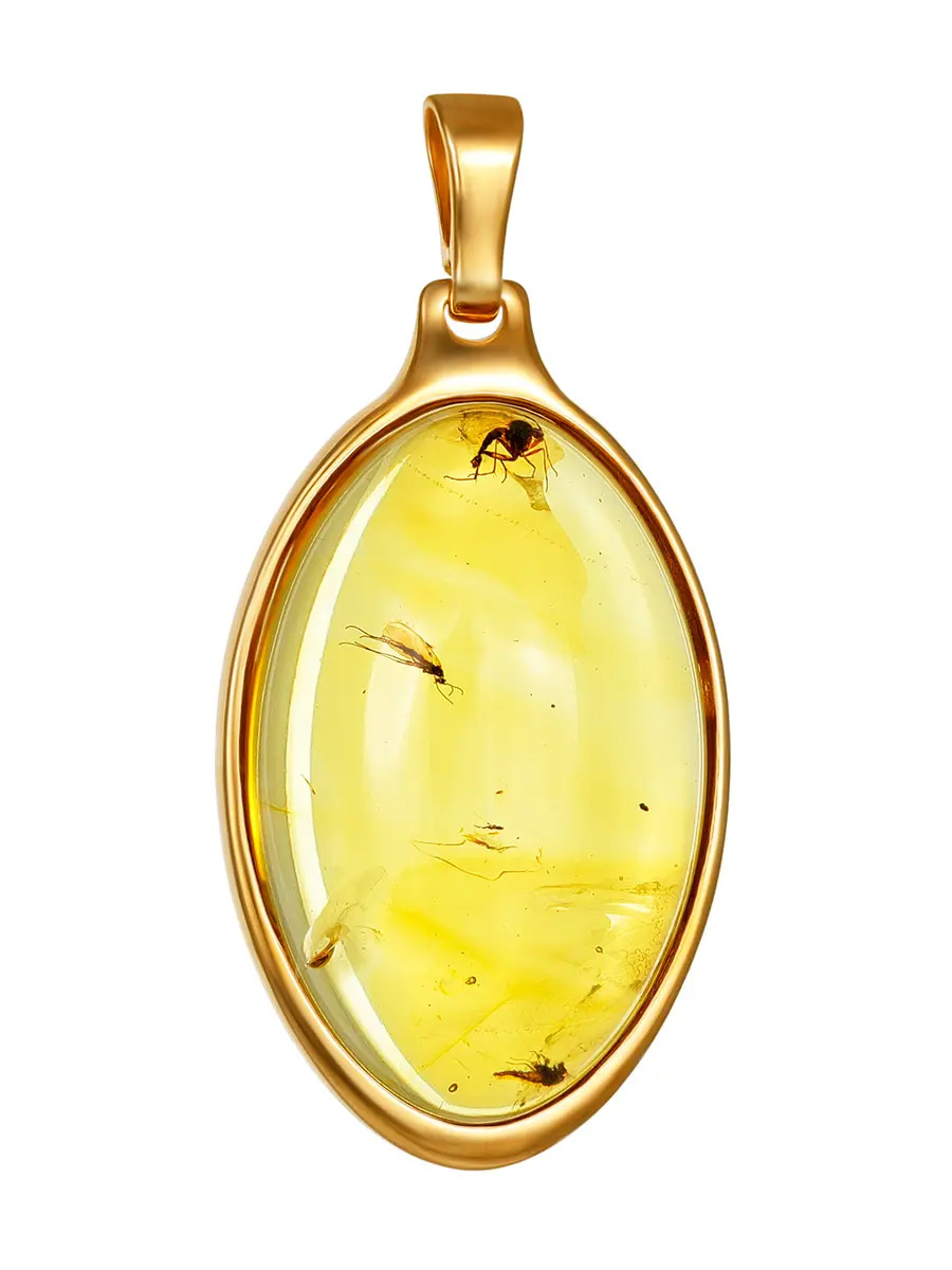 картинка Лаконичная подвеска из янтаря с насекомыми «Клио» в онлайн магазине