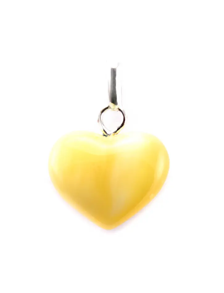 картинка Подвеска-сердце из натурального янтаря светло-медового оттенка в онлайн магазине