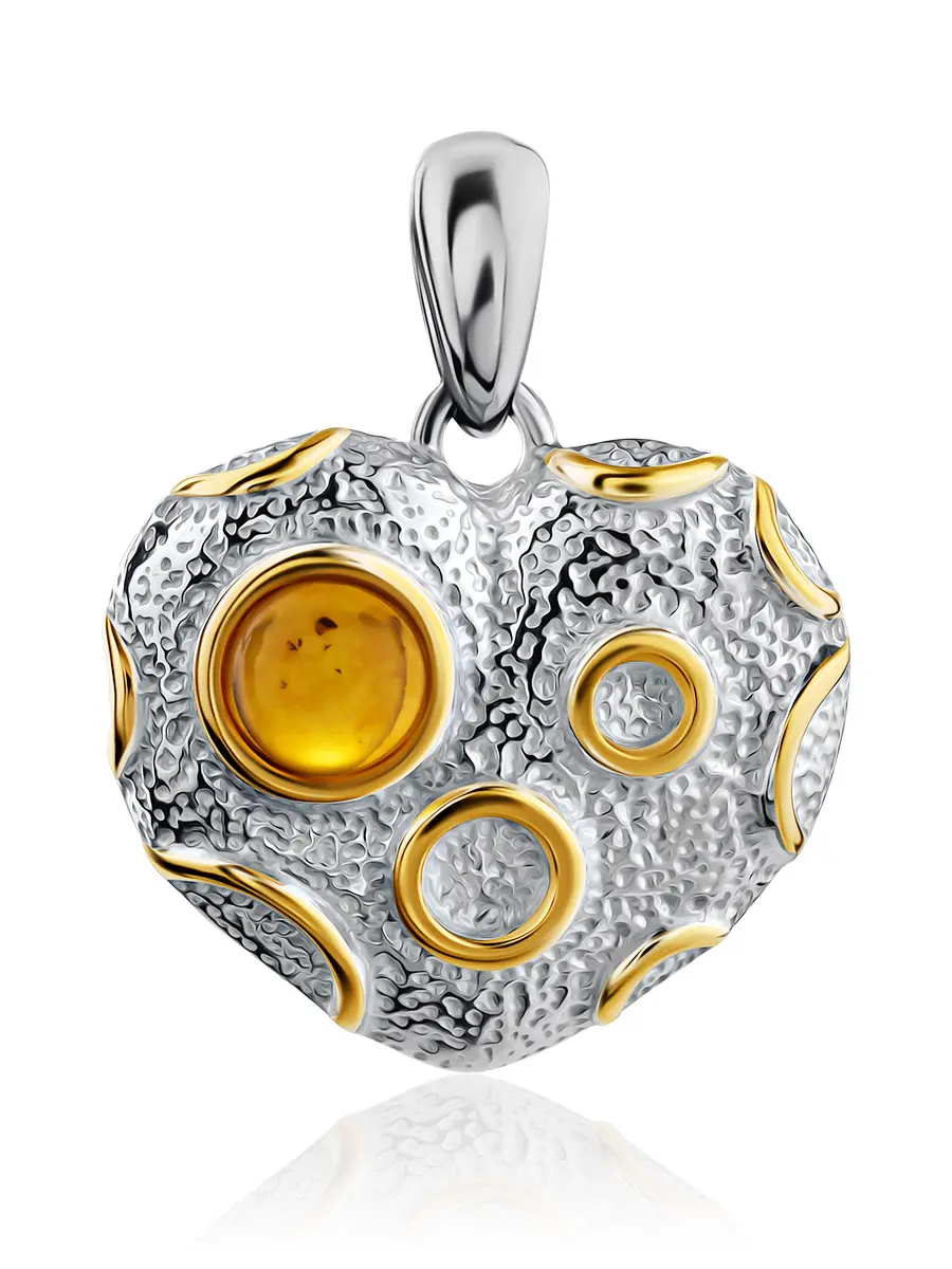 картинка Кулон-сердце из натурального золотистого янтаря в онлайн магазине