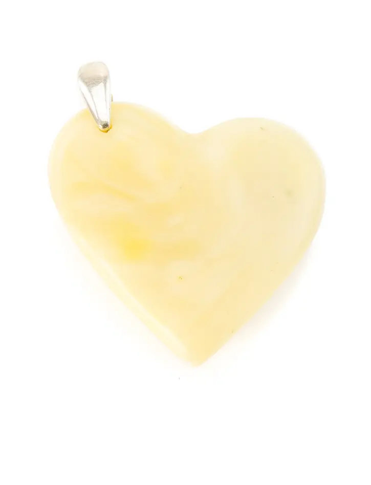 картинка Маленькая подвеска «Сердце» из балтийского белого янтаря в онлайн магазине