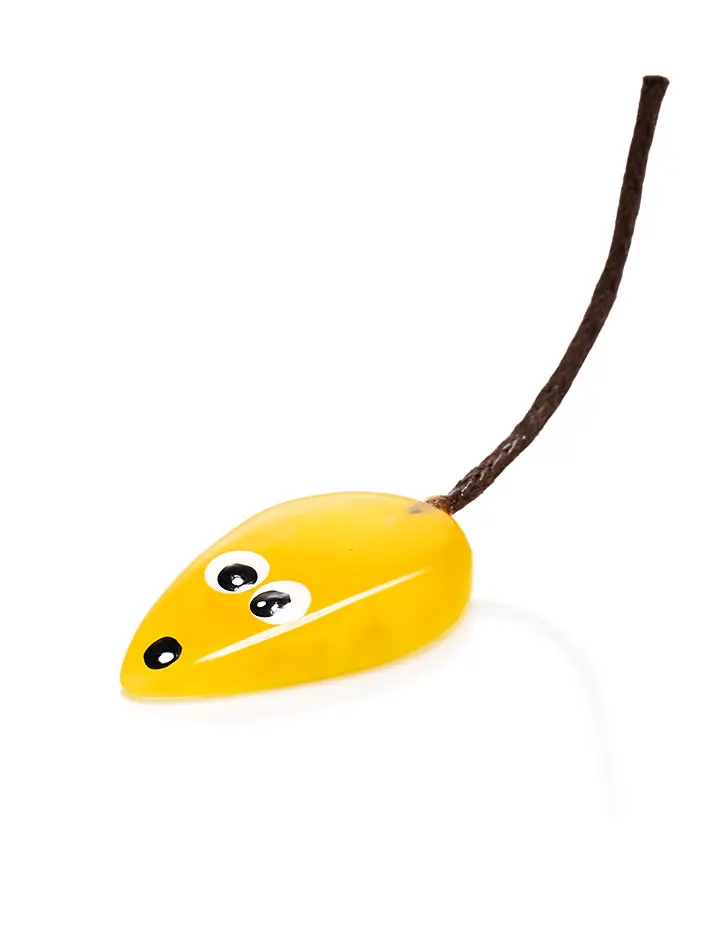 картинка Сувенирная кошельковая мышь из натурального янтаря медового цвета в онлайн магазине