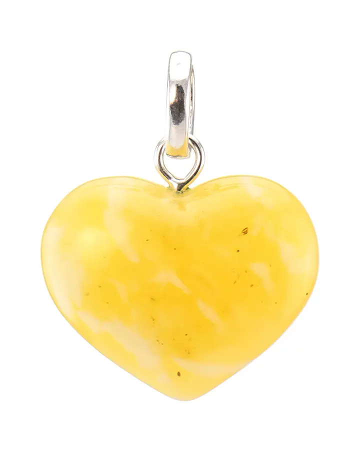 картинка Подвеска из натурального балтийского медового янтаря с пейзажной текстурой «Сердце» в онлайн магазине