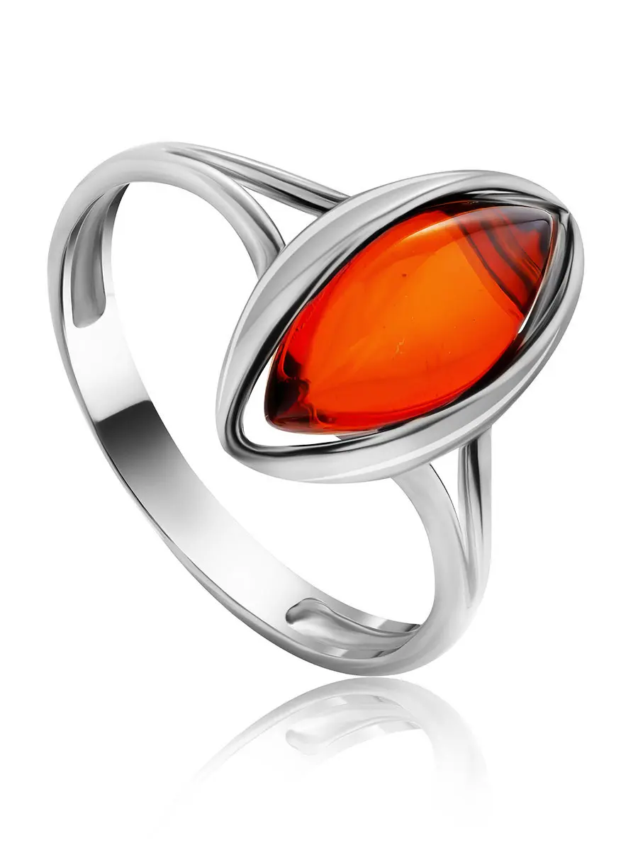 картинка Изящное кольцо с натуральным коньячным янтарём «София» в онлайн магазине