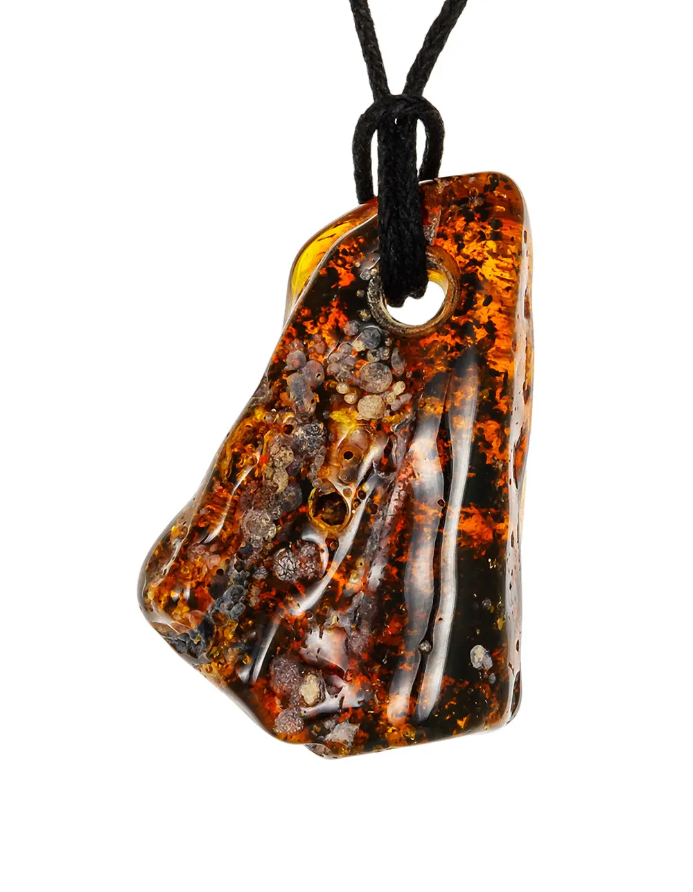 картинка Кулон из янтаря насыщенного чёрно-коньячного цвета в онлайн магазине