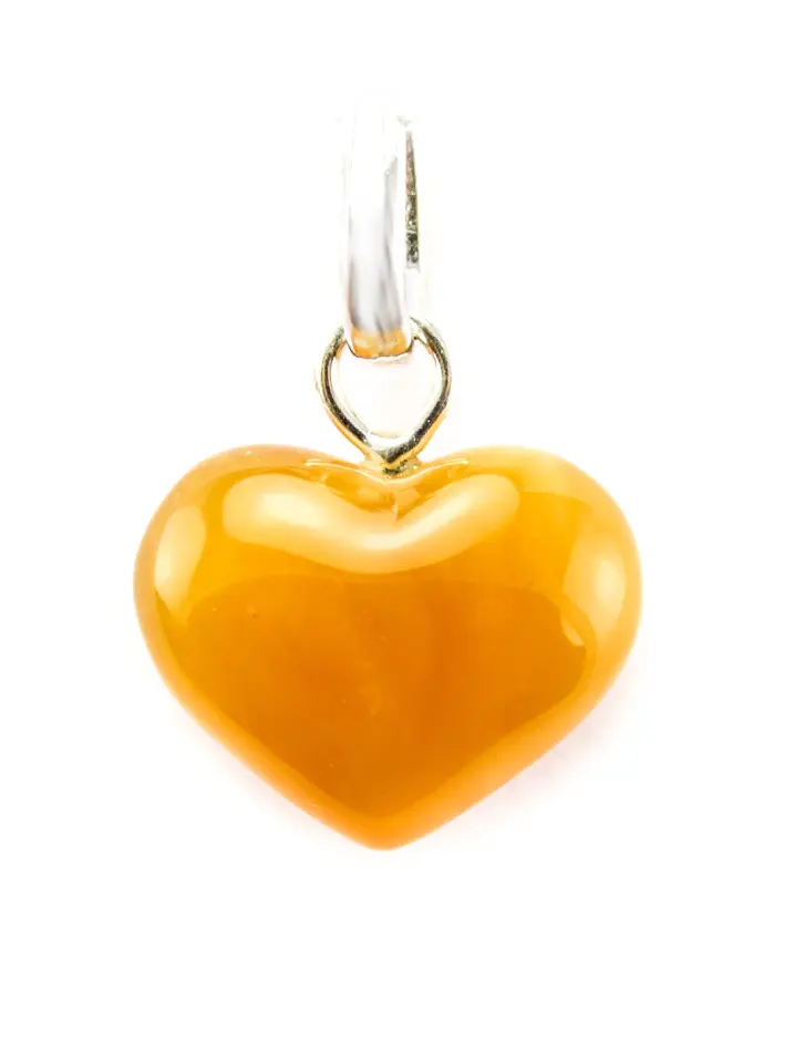 картинка Кулон-сердце из натурального янтаря темного медового оттенка в онлайн магазине