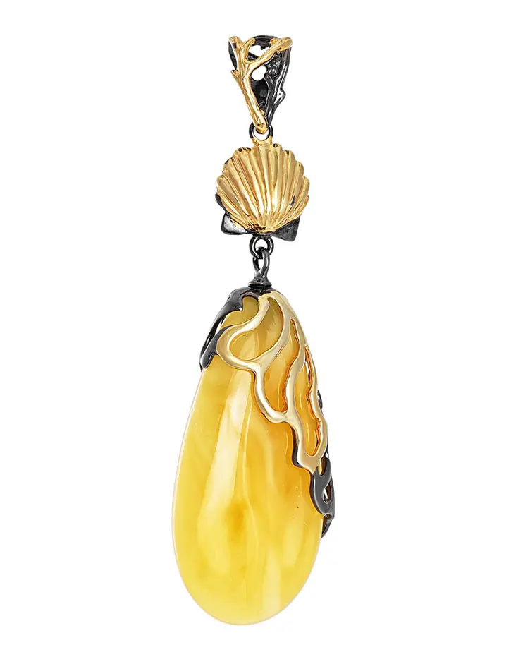 картинка Красивая подвеска из натурального янтаря и позолоченного серебра «Версаль» в онлайн магазине