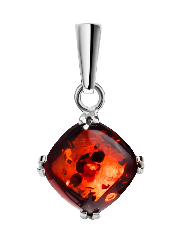 картинка Кулон с натуральным искрящимся янтарем вишневого цвета «Византия» в онлайн магазине