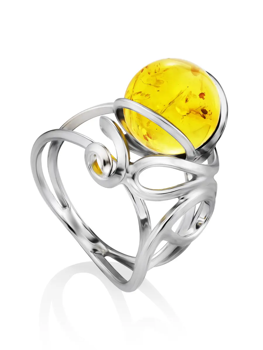 картинка Изящное серебряное кольцо из натурального лимонного янтаря «Валенсия» в онлайн магазине