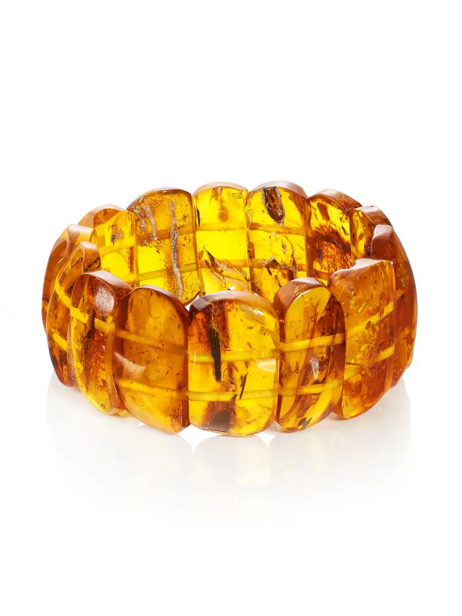 картинка Эффектный яркий браслет из текстурированного балтийского янтаря «Помпеи» в онлайн магазине