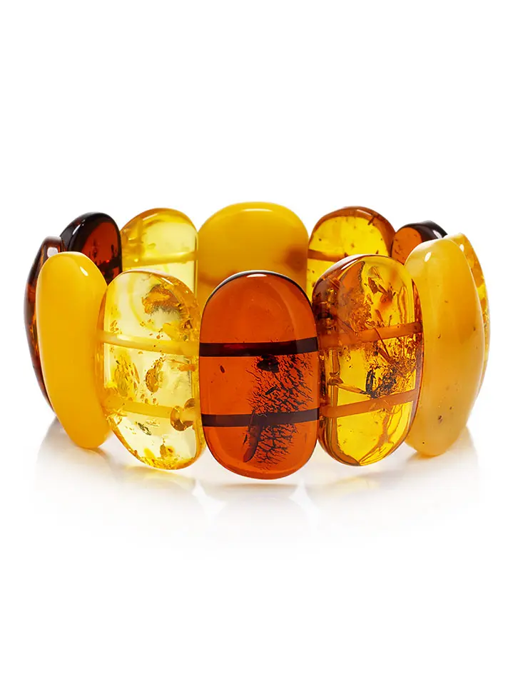 картинка Яркий браслет из натурального янтаря разных оттенков в онлайн магазине