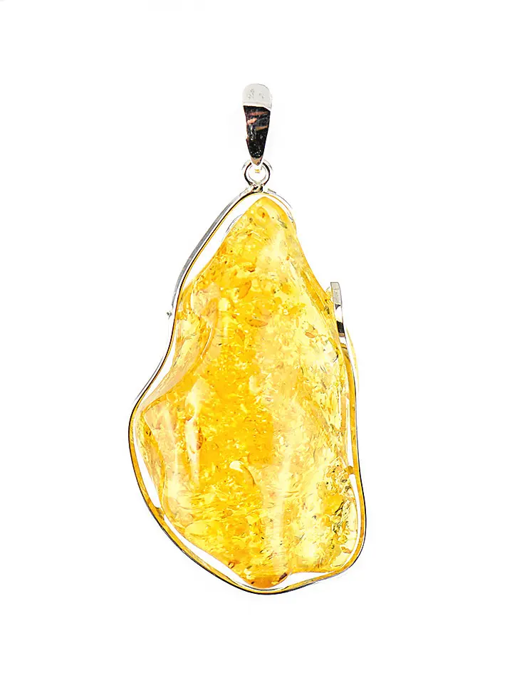 картинка Крупная подвеска из натурального искрящегося лимонного янтаря природной формы «Лагуна» в онлайн магазине