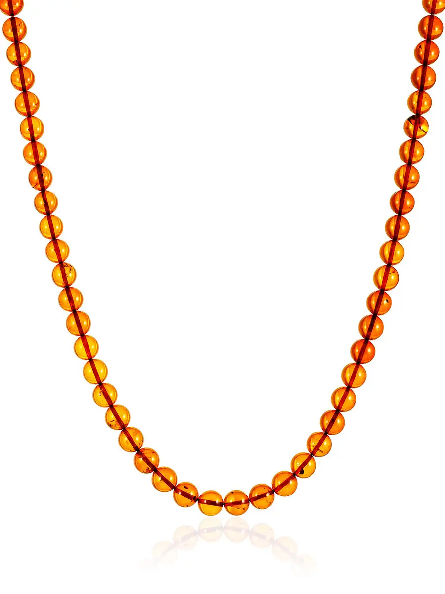 картинка Элегантные бусы из натурального балтийского янтаря коньячного цвета в онлайн магазине