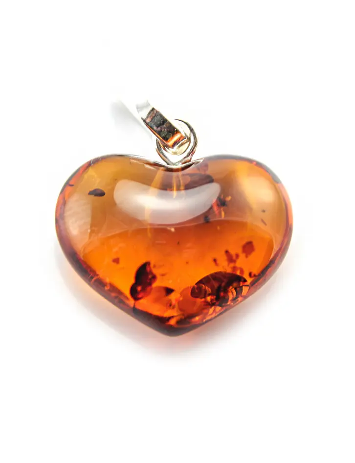 картинка Кулон в форме сердца из натурального каленого янтаря в онлайн магазине