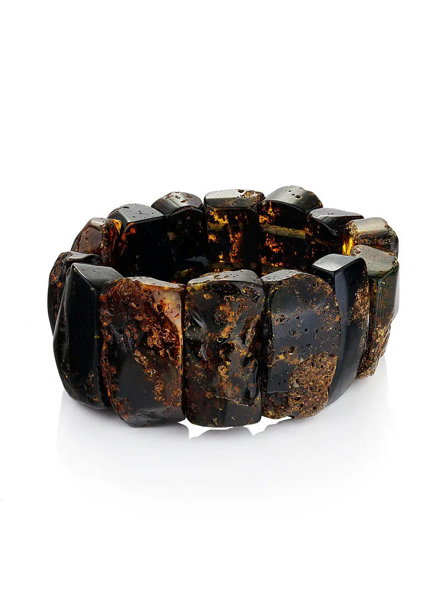 картинка Объёмный браслет с лечебным эффектом из натурального балтийского янтаря «Помпеи» в онлайн магазине