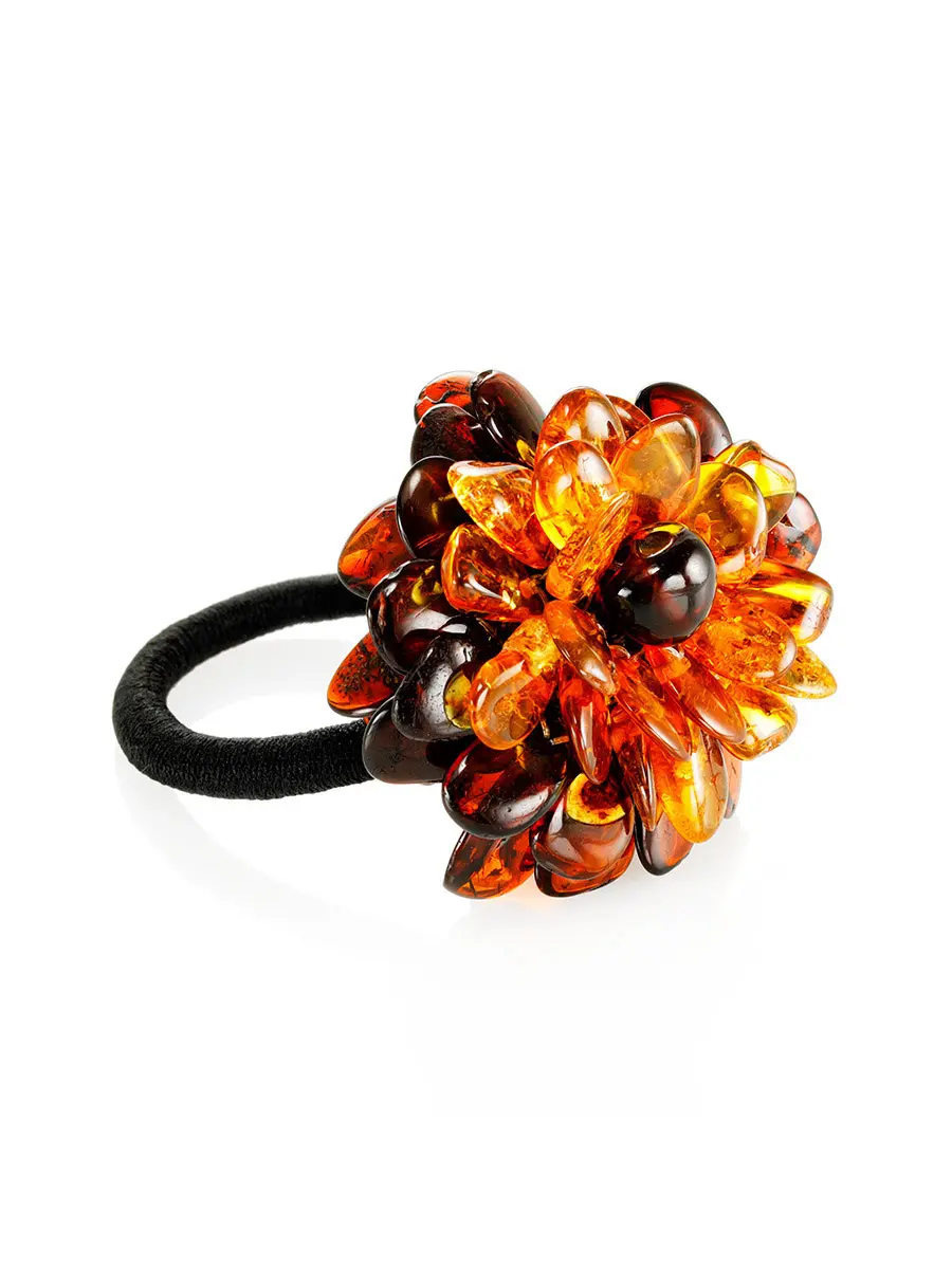 картинка Резинка для волос с цветком из натурального балтийского янтаря в онлайн магазине