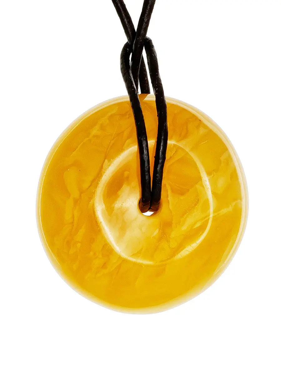 картинка Кулон «Донат» из натурального балтийского янтаря насыщенного медового цвета в онлайн магазине