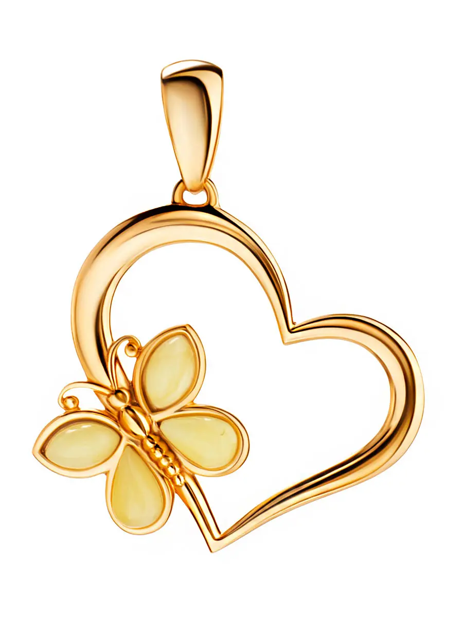картинка Подвеска в форме сердца, украшенная янтарём «Апрель» в онлайн магазине