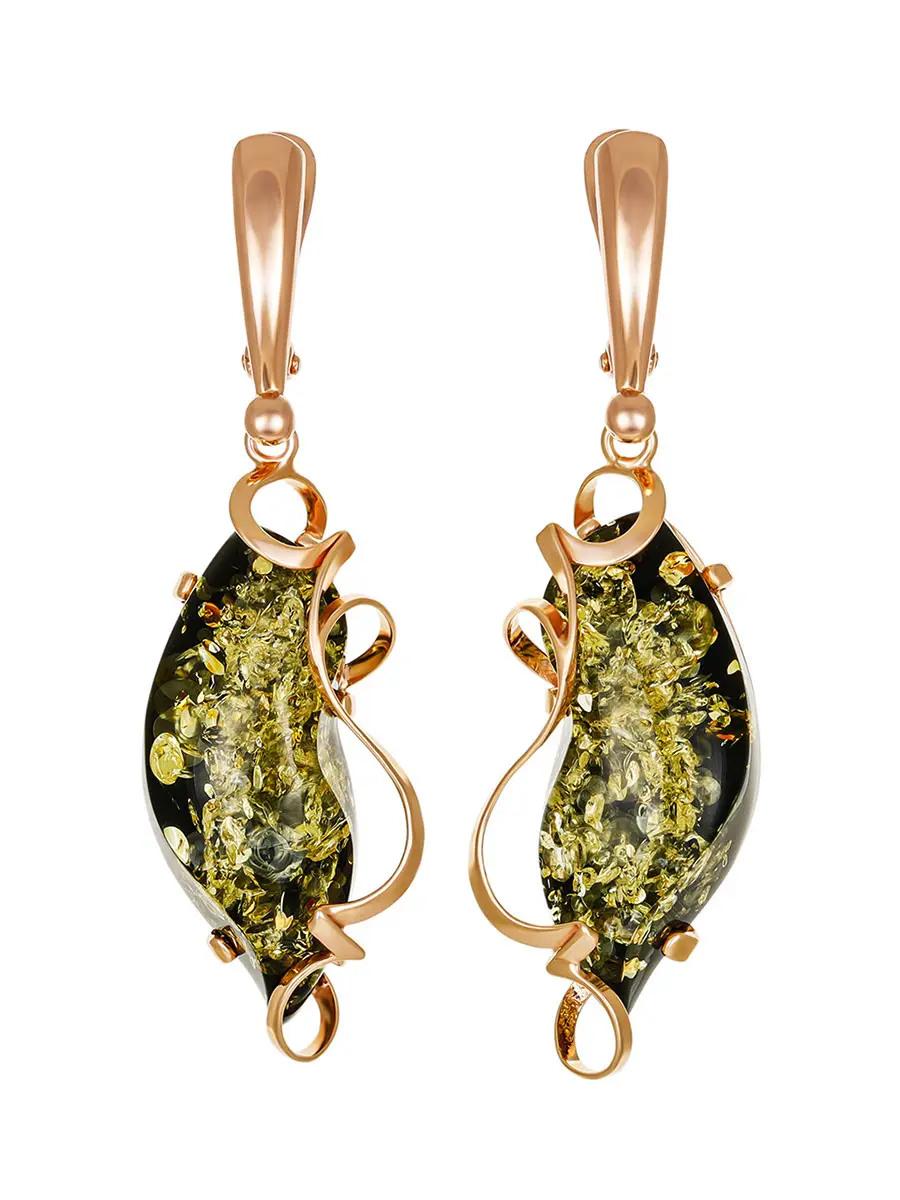 картинка Красивые позолоченные серьги с натуральным янтарём «Риальто» в онлайн магазине