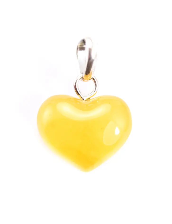 картинка Подвеска из натурального балтийского янтаря «Сердце» светло-медового оттенка в онлайн магазине
