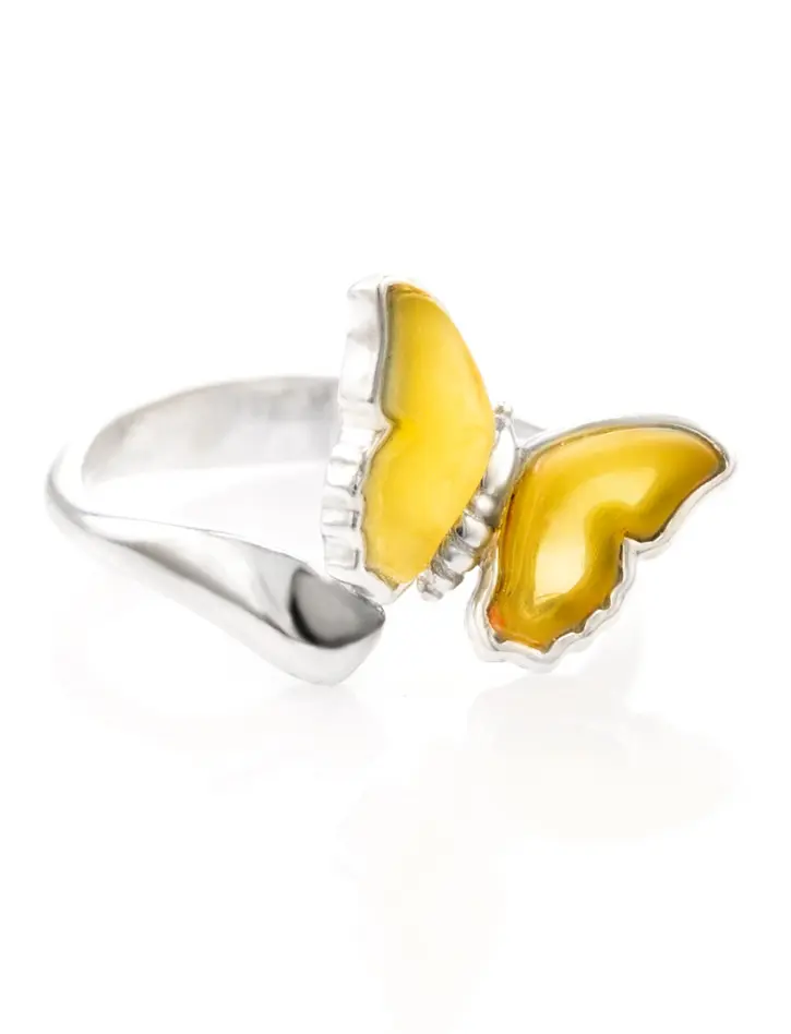 картинка Кольцо из серебра «Апрель» с натуральным балтийским янтарём медового цвета в онлайн магазине