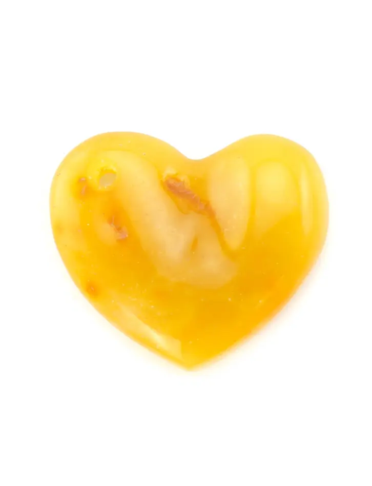 картинка Небольшой кулон-сердце из натурального текстурного янтаря темно-медового цвета в онлайн магазине