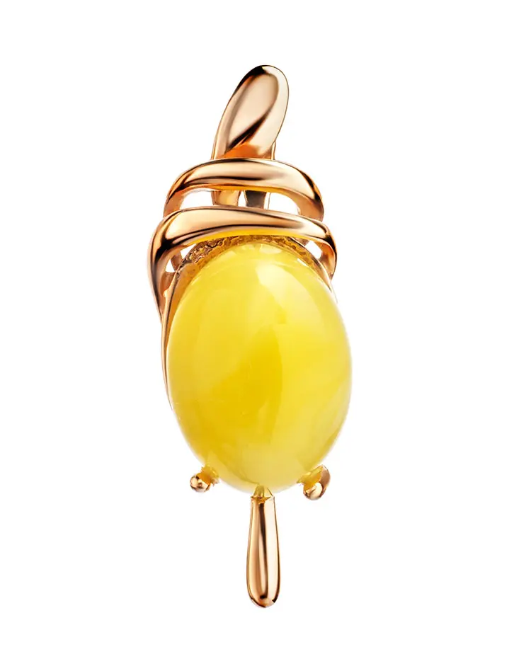 картинка Красивый позолоченный кулон, украшенный натуральным медовым янтарём «Сигма» в онлайн магазине