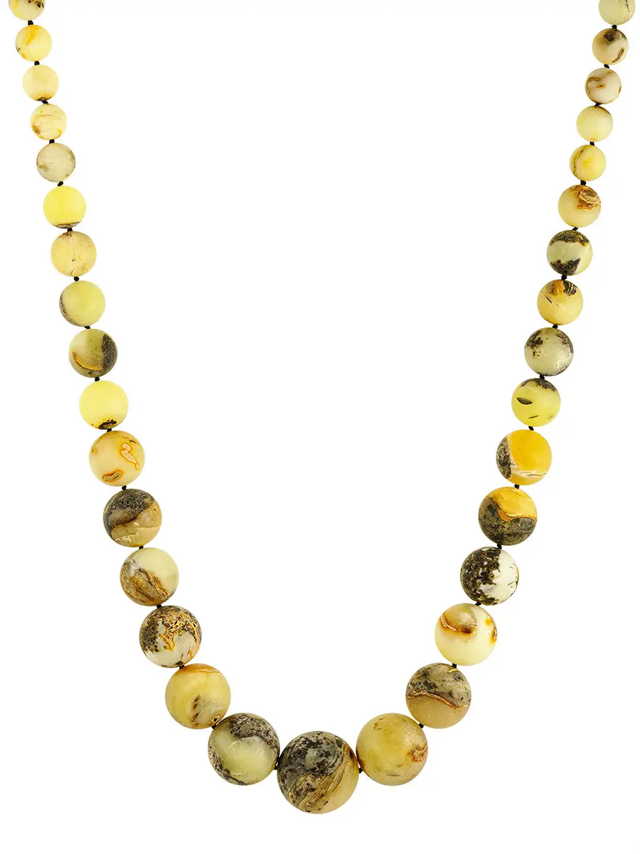 картинка Эффектное ожерелье из уникального балтийского янтаря «Метеорит сатиновый светлый» в онлайн магазине