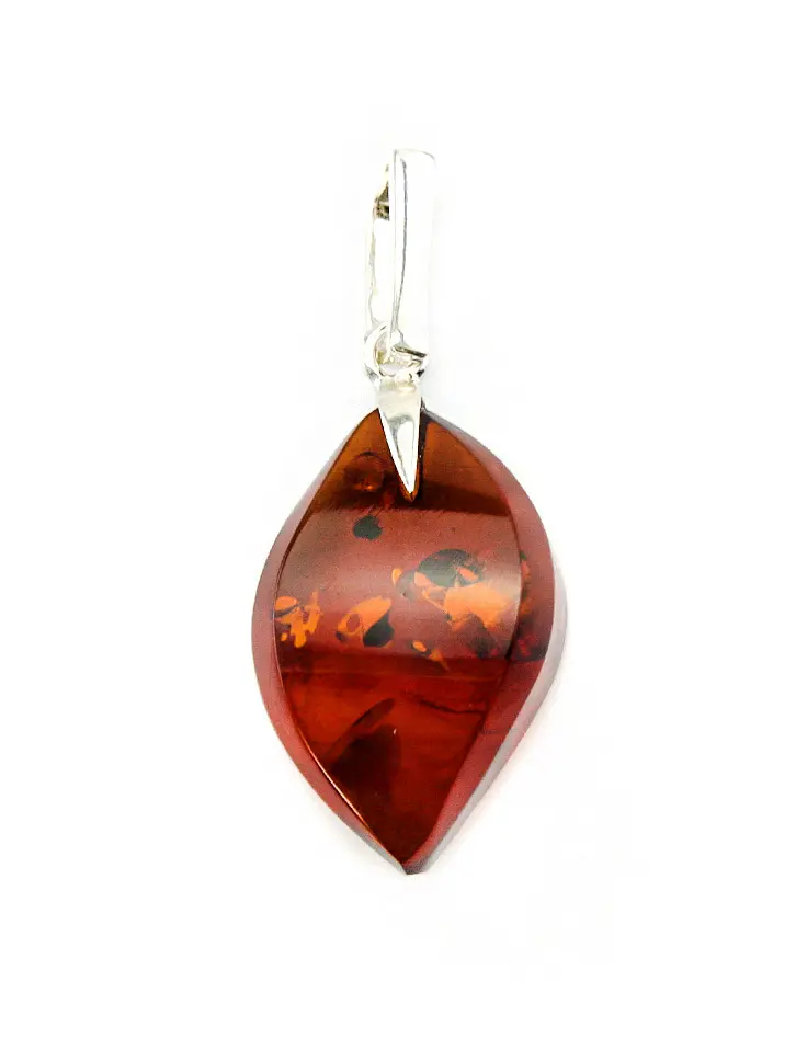 картинка Подвеска из янтаря яркого вишневого цвета с серебром «Глянец» в онлайн магазине